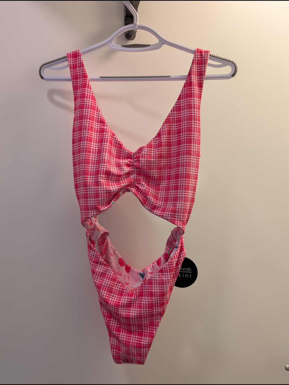 moana bikini Pink Cherry Print One-Piece Swimsuit - Picture 3 of 4